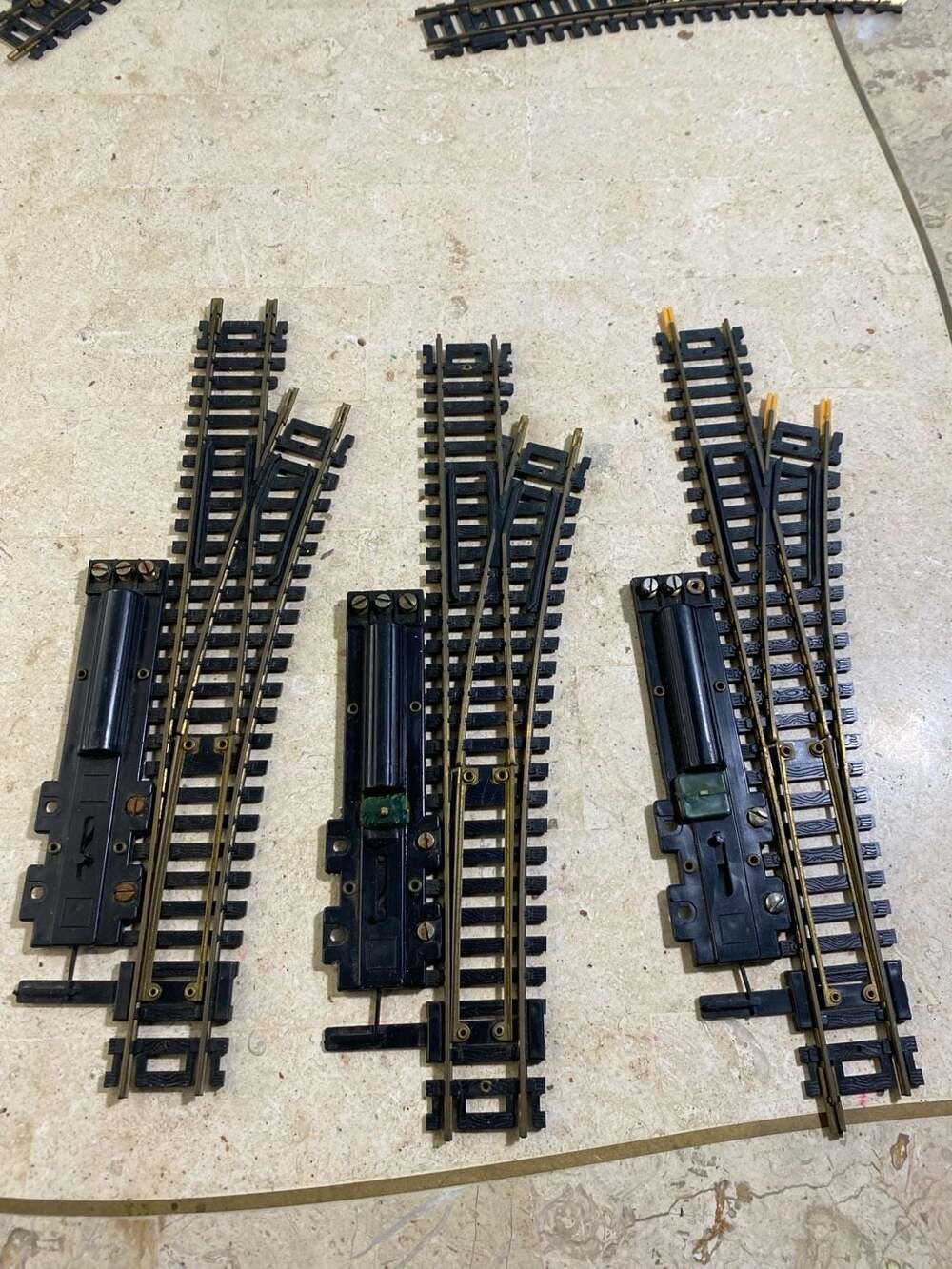 Lot of 3 Vintage AHM HO Scale Remote Switch Right Brass Track Yugoslavia
